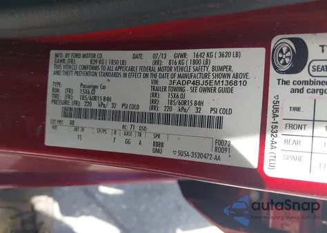 2014 Ford Fiesta Se из США, поврежденный, VIN 3FADP4BJ5EM136810